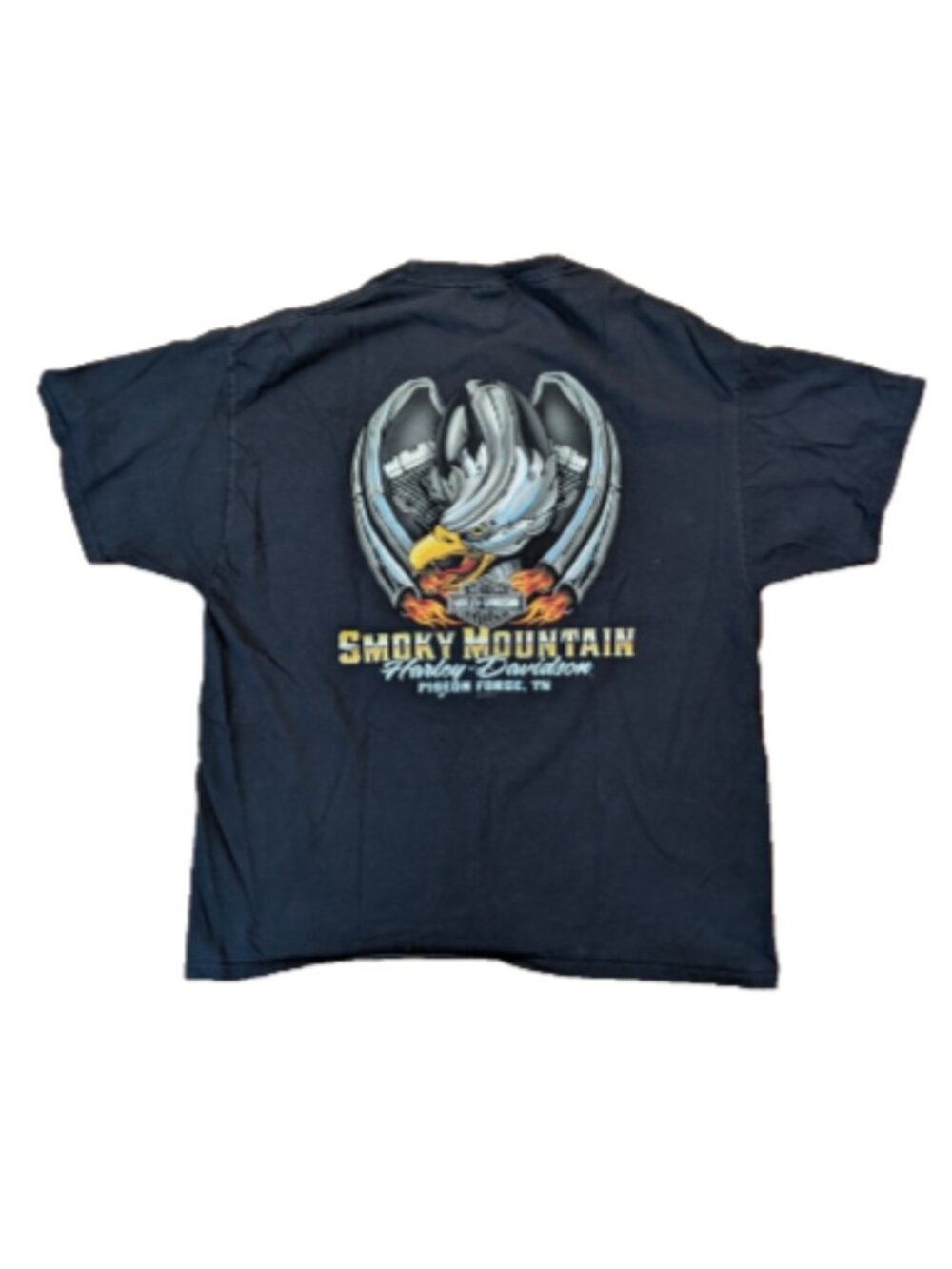 Vintage Harley Davidson Shirt Sz XL Blue Smokey Mountains Tennessee Biker Eagle
